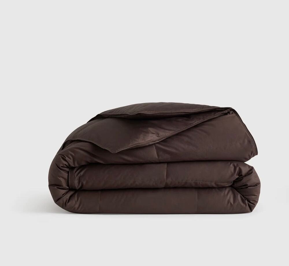 Quince Premium Sateen Duck Down Comforter King/Cal King Espresso NWT
